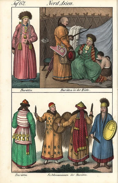 Burat people of Siberia: woman, hunter, noble and shaman