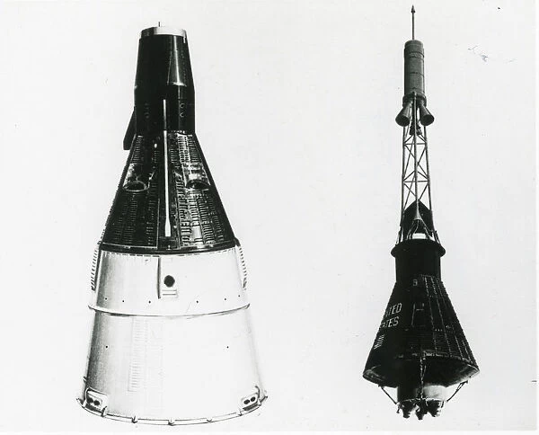 The Gemini, left, and Mercury spacecraft compared