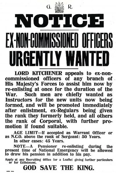 Kitchener recruitment notice, WW1