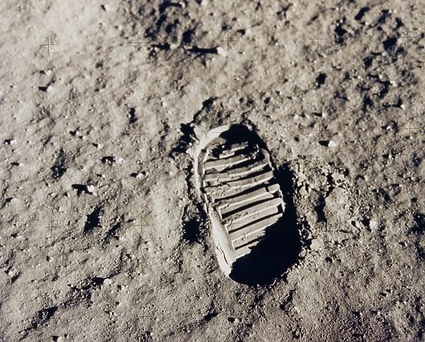 Apollo 11 bootprint. One of the first steps taken on the Moon