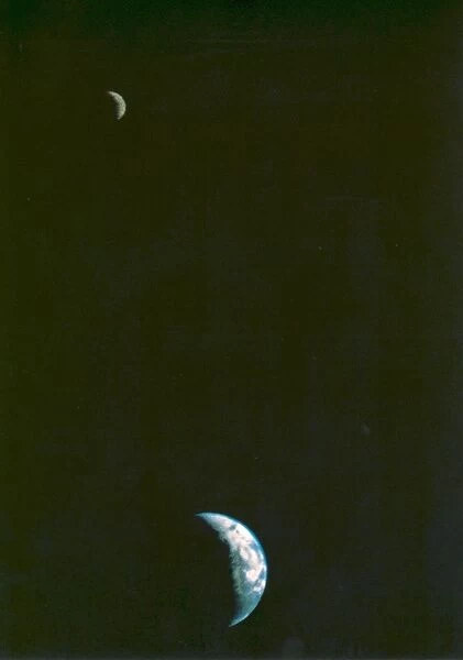 First Picture of the Earth and Moon in a Single Frame