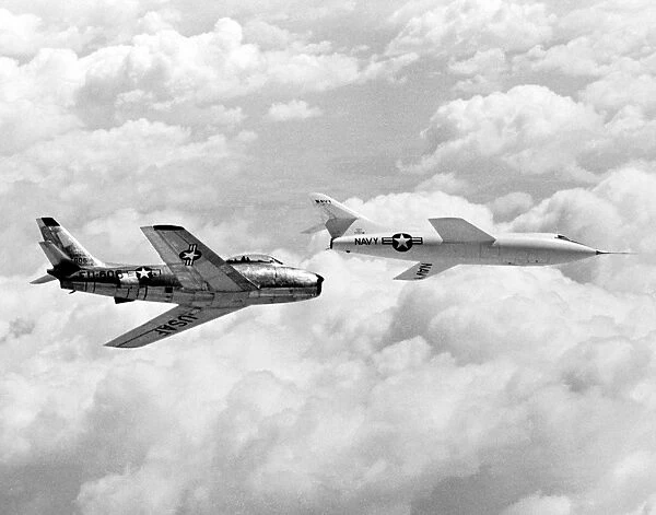 Skyrocket In Flight With F-86 Chase Plane