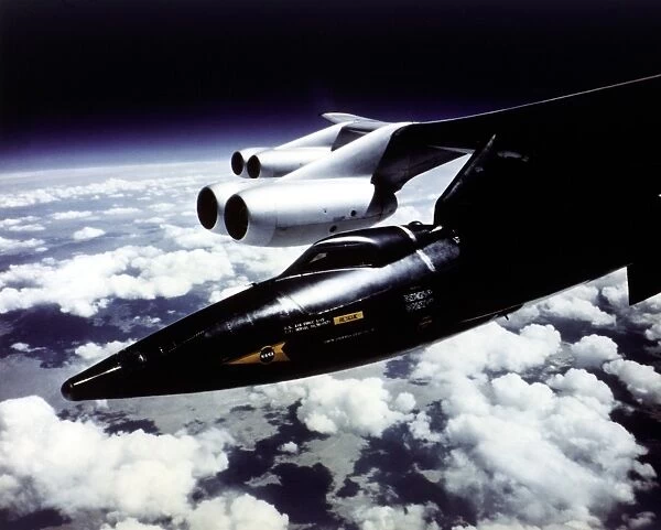X-15 Mounted to B-52 Mothership Pylon in Flight