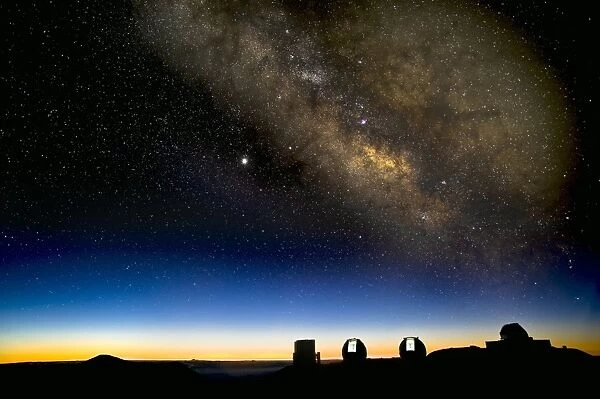 Milky way and observatories, Hawaii