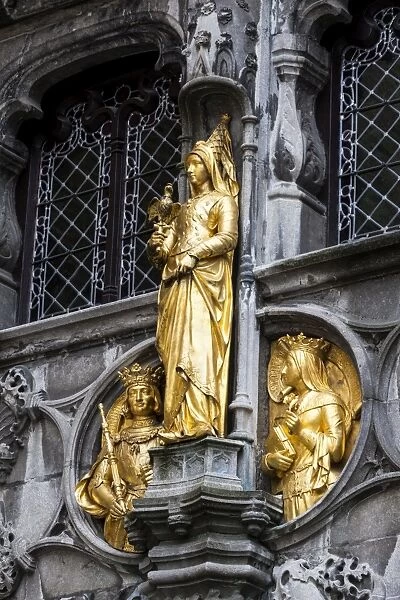 Golden statues at the Basilica of the Holy Blood in Bruges, Belgium