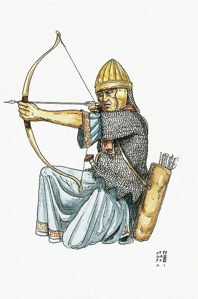 Roman auxiliary military, levantine archer, 2nd century, drawing