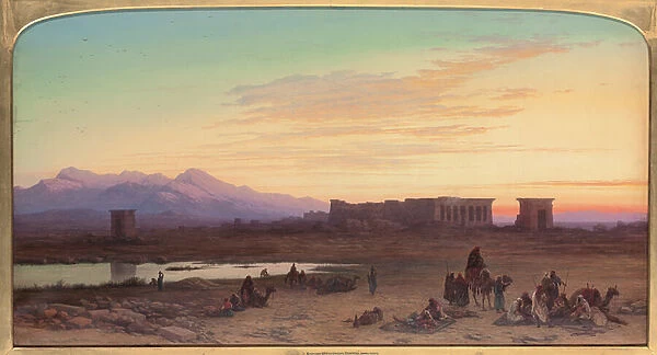 Bedouin Encampment Before the Temple of Hathor at Dendera, Egypt, 1867 (pencil