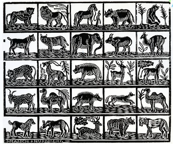 Collection of animals (woodcut)