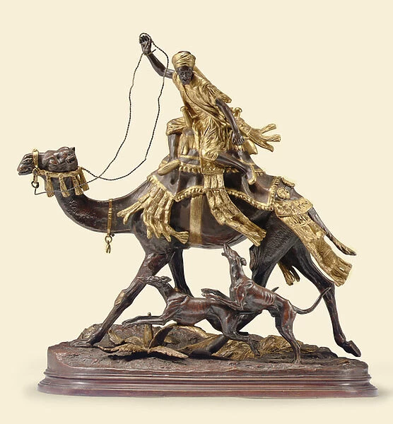 Hunting in the Sahara (bronze with brown patina and gilt)