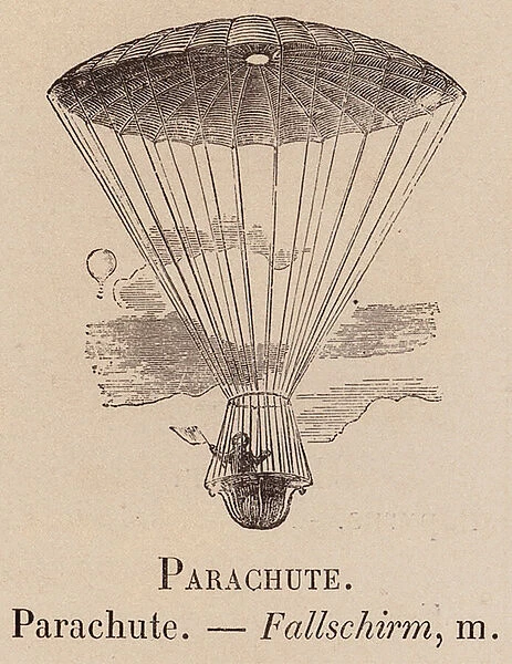 Le Vocabulaire Illustre: Parachute; Fallschirm (engraving)