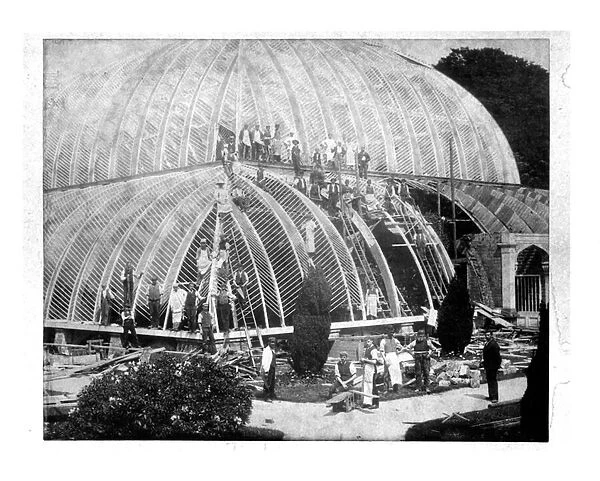 Making repairs to the Great Conservatory at Chatsworth, Derbyshire in the late 19th