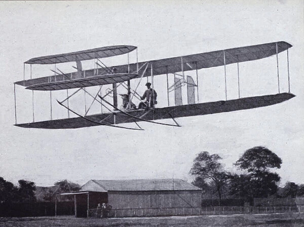 Wright Flyer, aircraft built by the Wright Brothers which made the first successful aeroplane flight in 1903 (b  /  w photo)