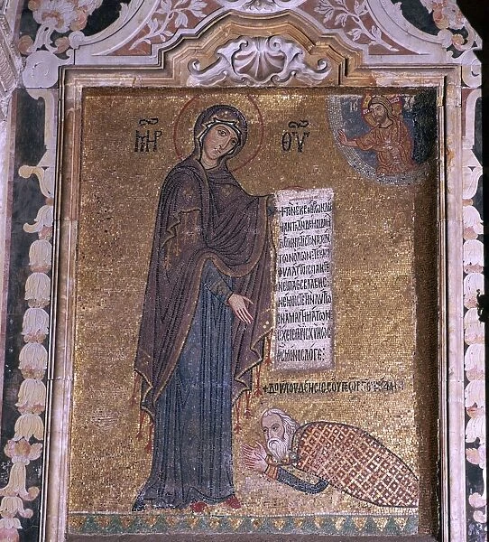 A mosaic of George of Antioch before the Virgin Mary, 15th century