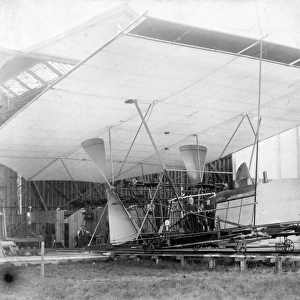 Sir Hiram Maxim with his flying machine at Baldwyns Park