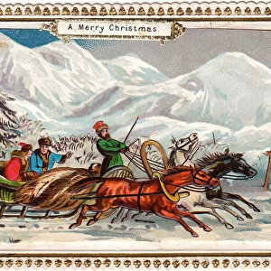 Troika ride on a Christmas card