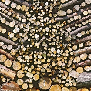 Symmetrically stacked pile of Logs for use as firewood