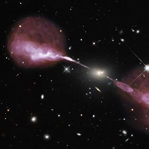 Hercules A galactic jets, composite image