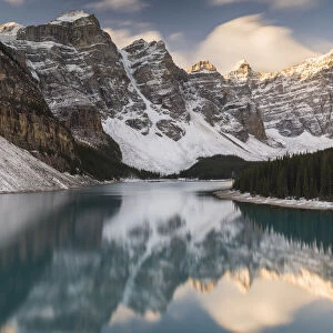 Mountains reflected in Moraine Lake, Banff National Park, UNESCO World Heritage Site