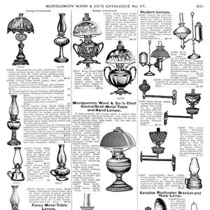 LAMPS, 1895. From the mail-order catalog of Montgomery Ward & Co