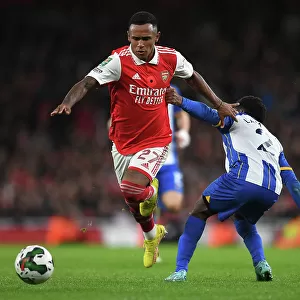 Arsenal's Marquinhos Outmaneuvers Brighton's Lamptey in Carabao Cup Clash