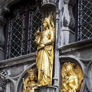 Golden statues at the Basilica of the Holy Blood in Bruges, Belgium