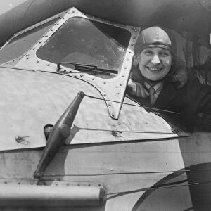 Luba Phillipps in the cockpit of the Tri engined Fokker Plane in which she and several