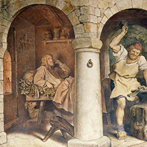 The Blacksmith of Ruhla, c. 1854 (fresco) (detail) (see also 311146)