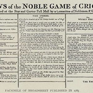 The Laws of the Noble Game of Cricket (litho)