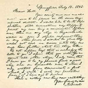 Letter from Abraham Lincoln to Alden Hall, dated February 14, 1843 (litho)