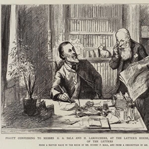 Pigott confessing to Messers G A Sala and H Labouchere, at the Latters House, that he was the Forger of the Letters (engraving)