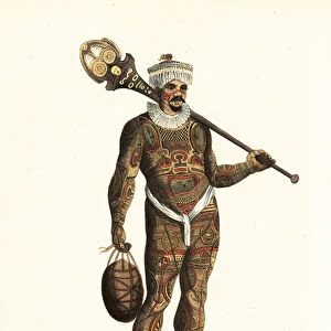 Tattooed warrior of Nuku Hiva, Marquesas Islands (Nukahiwa)