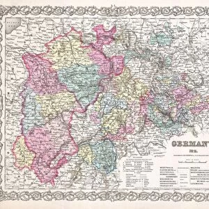 1855, Colton Map of Western Germany, Westphalia, Rheinland, topography, cartography