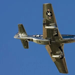 A P-51 Mustang flies by at Nellis Air Force Base, Nevada
