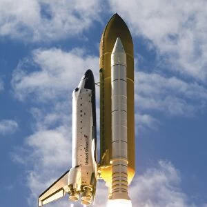 Space Shuttle Atlantis lifts off from its launch pad at Kennedy Space Center, Florida