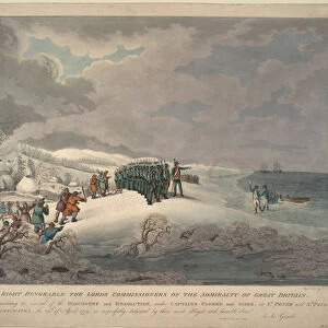 Arrival of the Resolution and Discovery on the east coast of Kamchatka, 1779. Artist: Eckstein