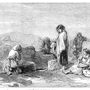 Pilgrims to the Holy Well - by F. W. Topham - from the new water colour exhibition, 1845