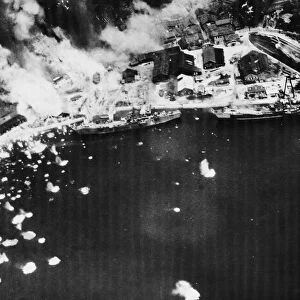Attack by naval Avengers on an Innoshima shipyard. 3rd September 1945