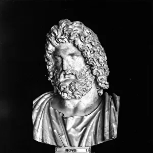 Marble bust of Jupiter. This work is located at the Uffizi Gallery in Florence